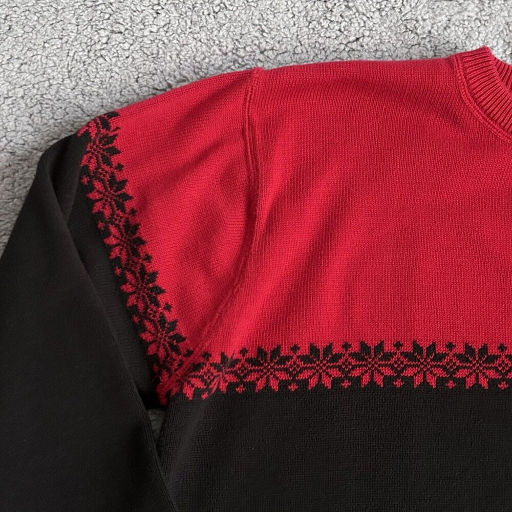 Vintage Eddie Bauer Sweater Mens 2 XL Christmas Red/Black Heavy Japan Dadcore - Picture 4 of 16